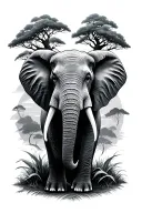 Elephant and baobab tree tattoo design idea