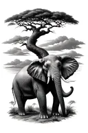 Elephant and baobab tree tattoo design idea