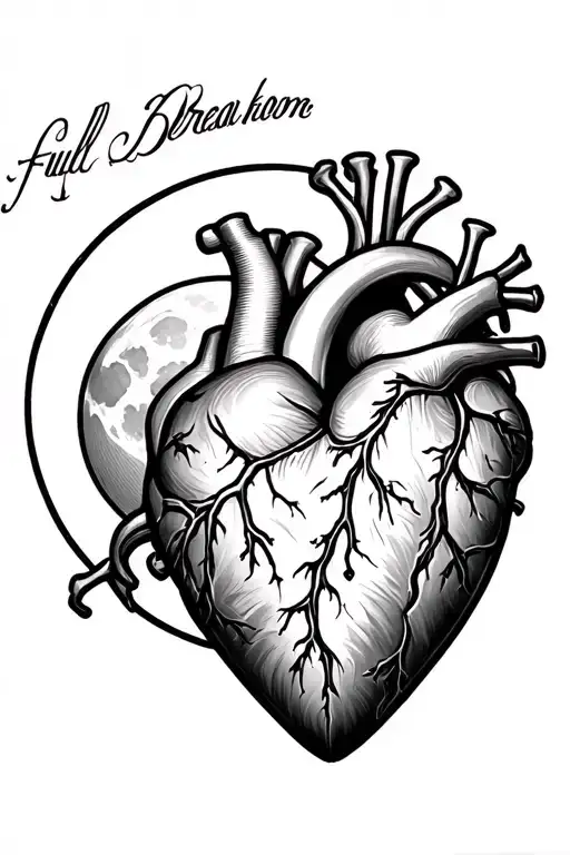 heart Break on a Full moon Chris brown tattoo design idea