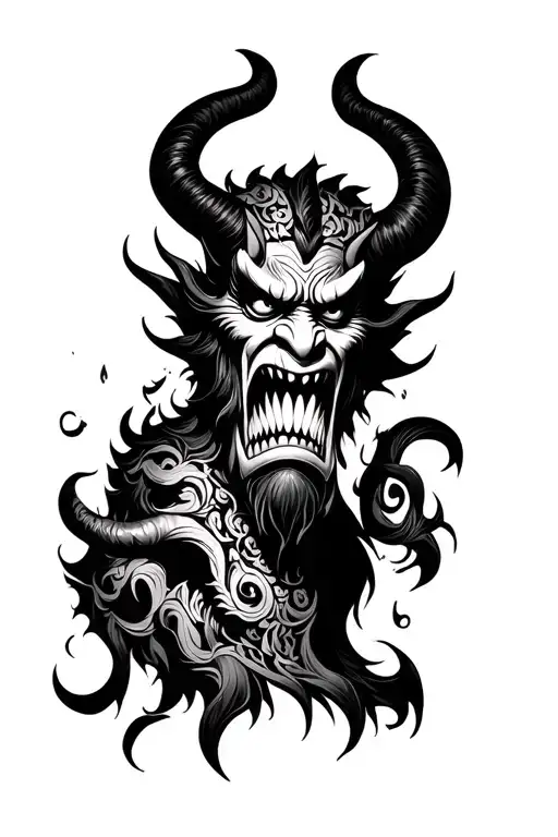 demon Rahu with hungry face  tattoo design idea
