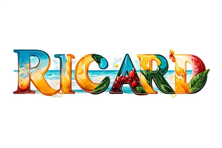 Ricard glass / ice cream / palm / sun tattoo design idea