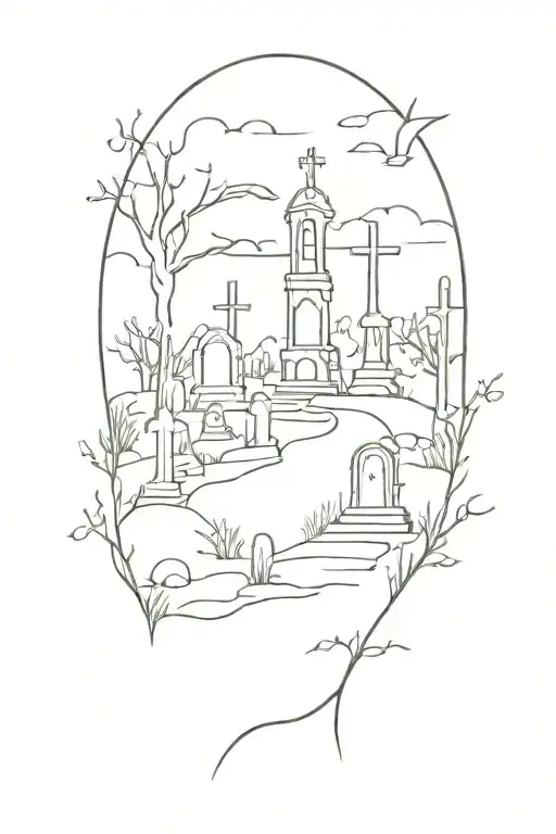 graveyard scene tattoo tattoo design idea