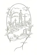 graveyard scene tattoo tattoo design idea