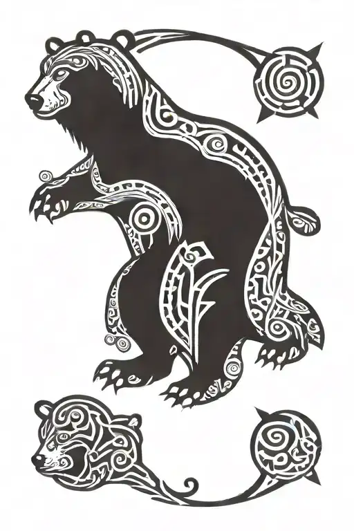 bear and risk are rich   tattoo design idea