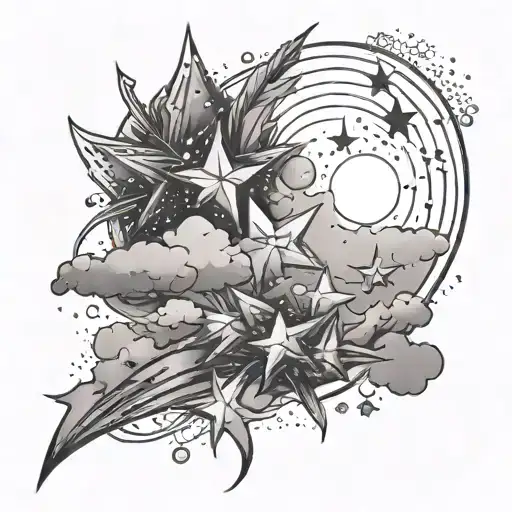morning sky filled with stars realistic tattoo tattoo design idea