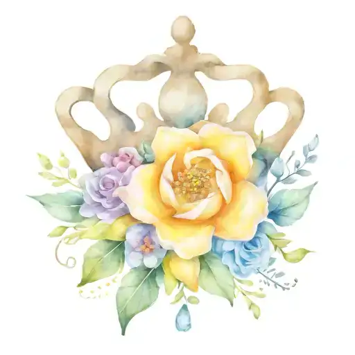 princess crown with flowers intertwined tattoo design idea