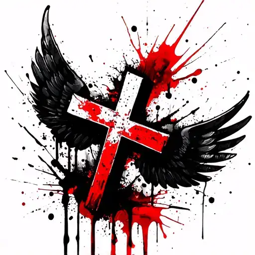 cross with wings spread tattoo design idea