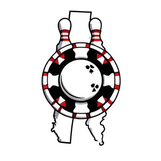 poker chip and bowling ball transforming with the arizona state outline tattoo design idea