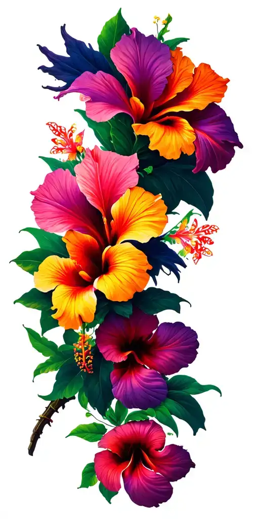 hibiscus, Caribbean island flowers tattoo design idea