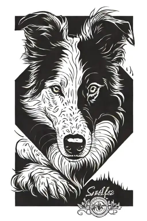 border collie floppy ears herding portrait tattoo tattoo design idea