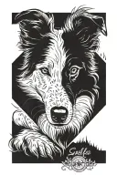 border collie floppy ears herding portrait tattoo tattoo design idea