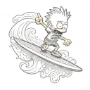 bart simpson on a surfboard tattoo design idea