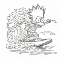 bart simpson on a surfboard tattoo design idea