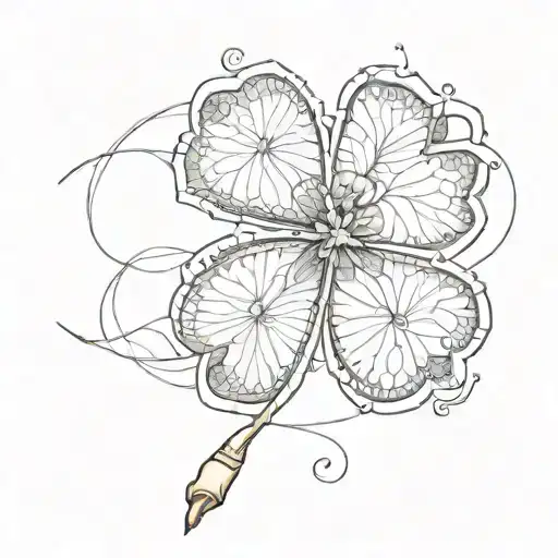 I need a sketch for a tattoo. in the middle is an  The infinity node and a 4-leaf clover tattoo design idea
