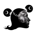 Geography coordinates plus two Venus signs on temple head 52°24′03.2"N 0°44'33.5"W tattoo design idea