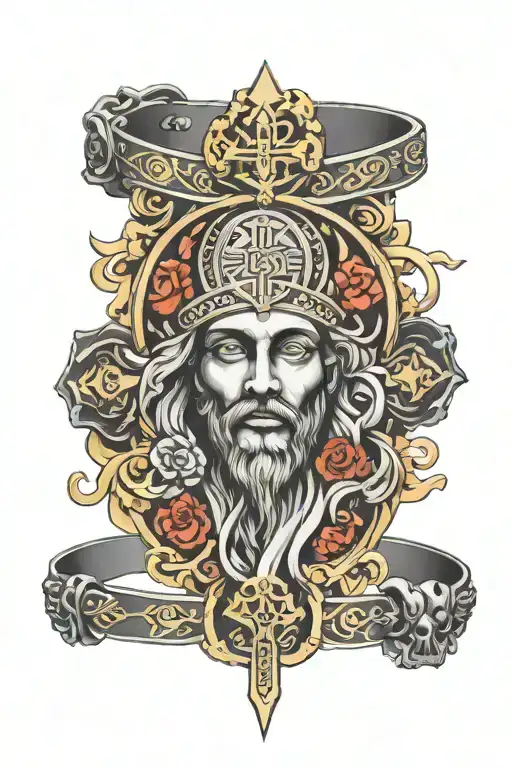religious bracelet tattoo design idea