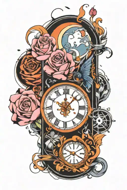 Concept for a sleeve tattoo inspired by Pink Floyd's "Time":  tattoo design idea