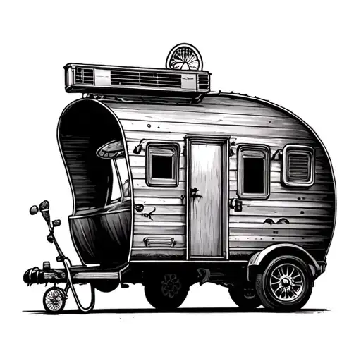 Gypsy caravan with air conditioner  minilast  tattoo design idea