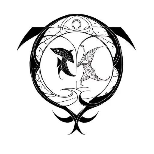 pisces and sagittarius tattoo design idea