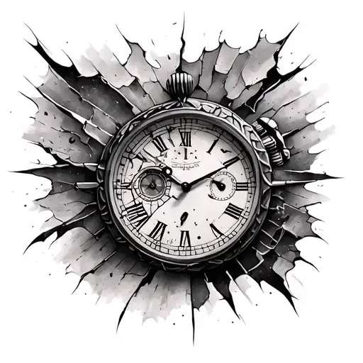 old broken watch face tattoo tattoo design idea