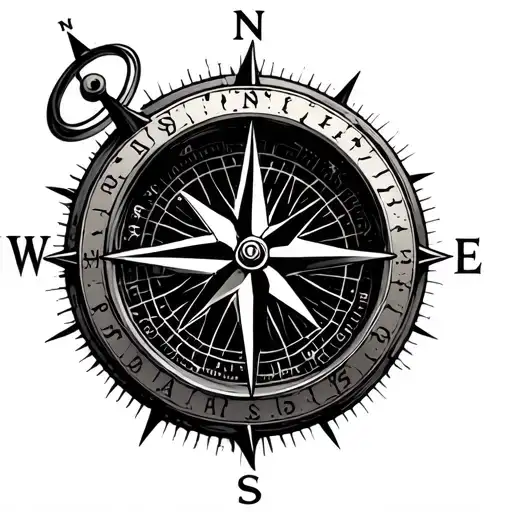 A compass combined with a clock that is broken, a compass for the place of the north is the brain and for the place of t tattoo design idea
