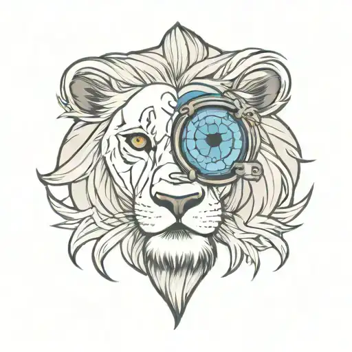 lion blue eyes bjj tattoo design idea
