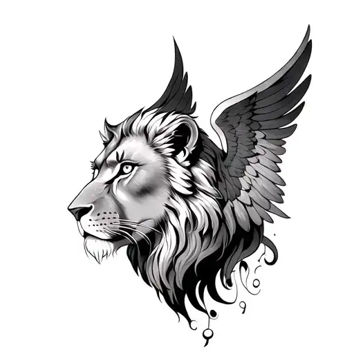 High vibration Universe Powerful female lion Guardian angel Third eye tattoo design idea