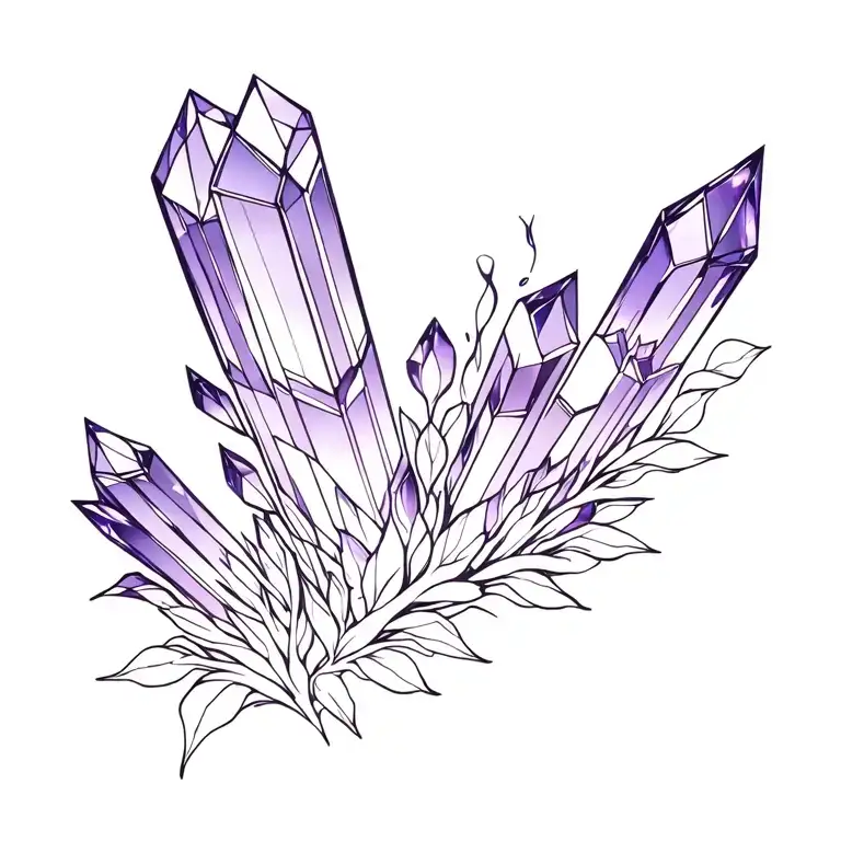 I need a tattoo sketch that will look like a amethyst crystal that grows throughout the body tattoo design idea