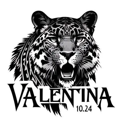 "Valentina 10.9.24" Aztec Jaguar tattoo design idea