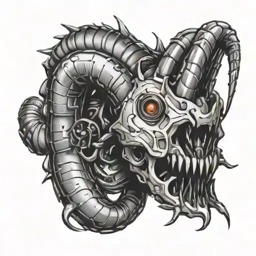 Sketch of a cyberpunk worm on a white background. tattoo design idea