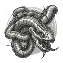 Sketch of a cyberpunk worm on a white background. tattoo design idea