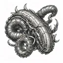 Sketch of a cyberpunk worm on a white background. tattoo design idea