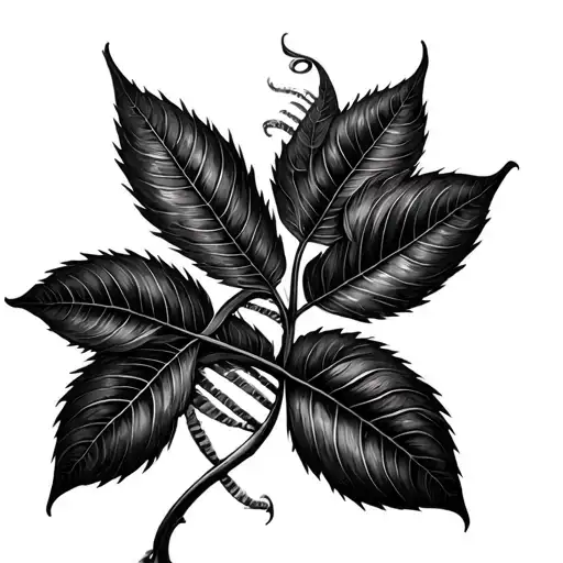 leaf dna double helix tattoo design idea