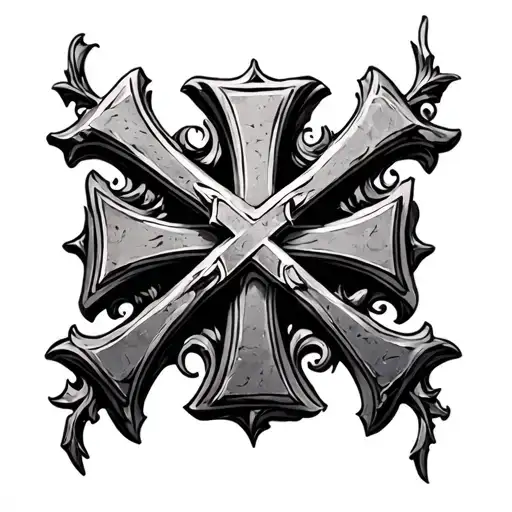 iron cross carved from stone tattoo design idea