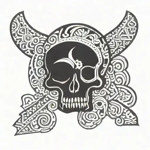 Mesoamerican tribal, Nuevo Leon with a traditional skull tattoo design idea