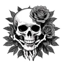 skeleton hands skull roses tattoo design idea