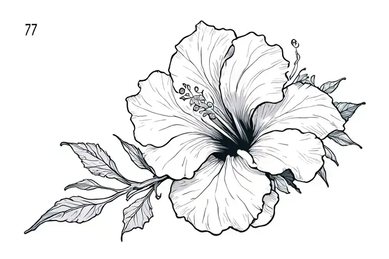 hibiscus with 777 symbol within tattoo design idea