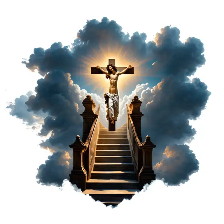 christian crosses jesus is king stairway to heaven tattoo design idea