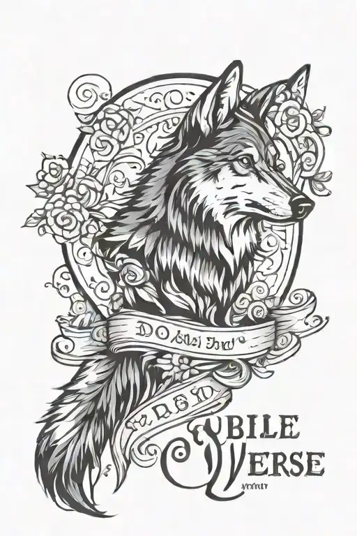 bible verse with a wolf tattoo design idea