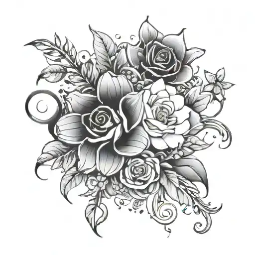 que sera sera with flamboyant flower surrounded tattoo design idea