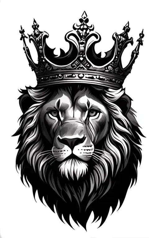 lion wearing a crown tattoo design idea