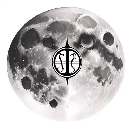 a realistic full moon with a Leo zodiac symbol in the center.  tattoo design idea