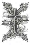 cross with bible verse written tattoo design idea
