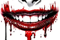 Vampire teeth lips bleeding  tattoo design idea