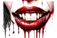 Vampire teeth lips bleeding  tattoo design idea