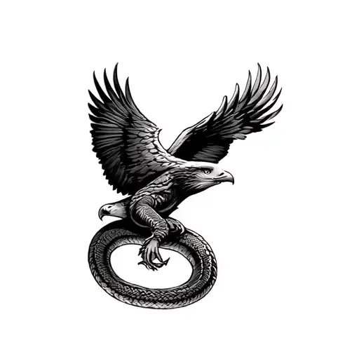 eagle fighting snake tattoo design idea