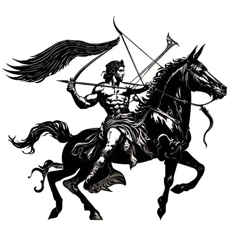 Sagittarius centaur archer coming tattoo design idea