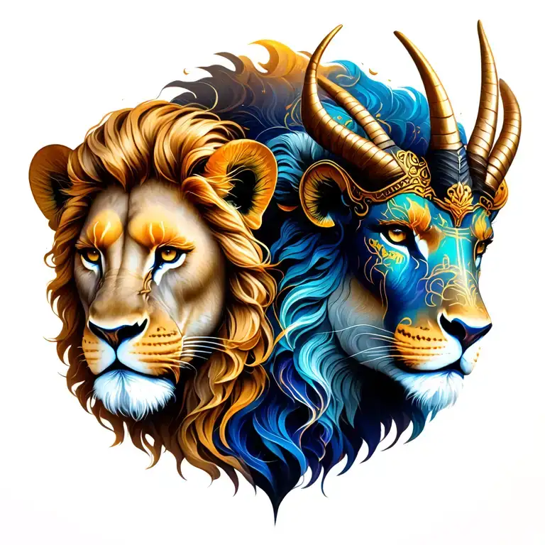 Vladimir and Mavi, Leo and Capricorn zodiac sign tattoo design idea