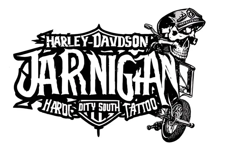JARNIGAN name with Harley Davidson hardcore dirty south redneck tattoo design idea
