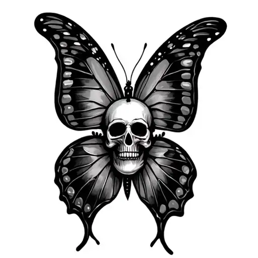 butterfly with skull, but the skull is on the wings of the butterfly  tattoo design idea